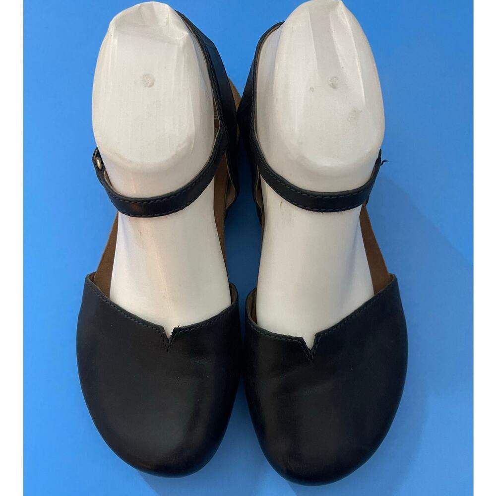 Dansko Black Leather Ankle Strap Sandals size 38 Ballet Ankle Strap